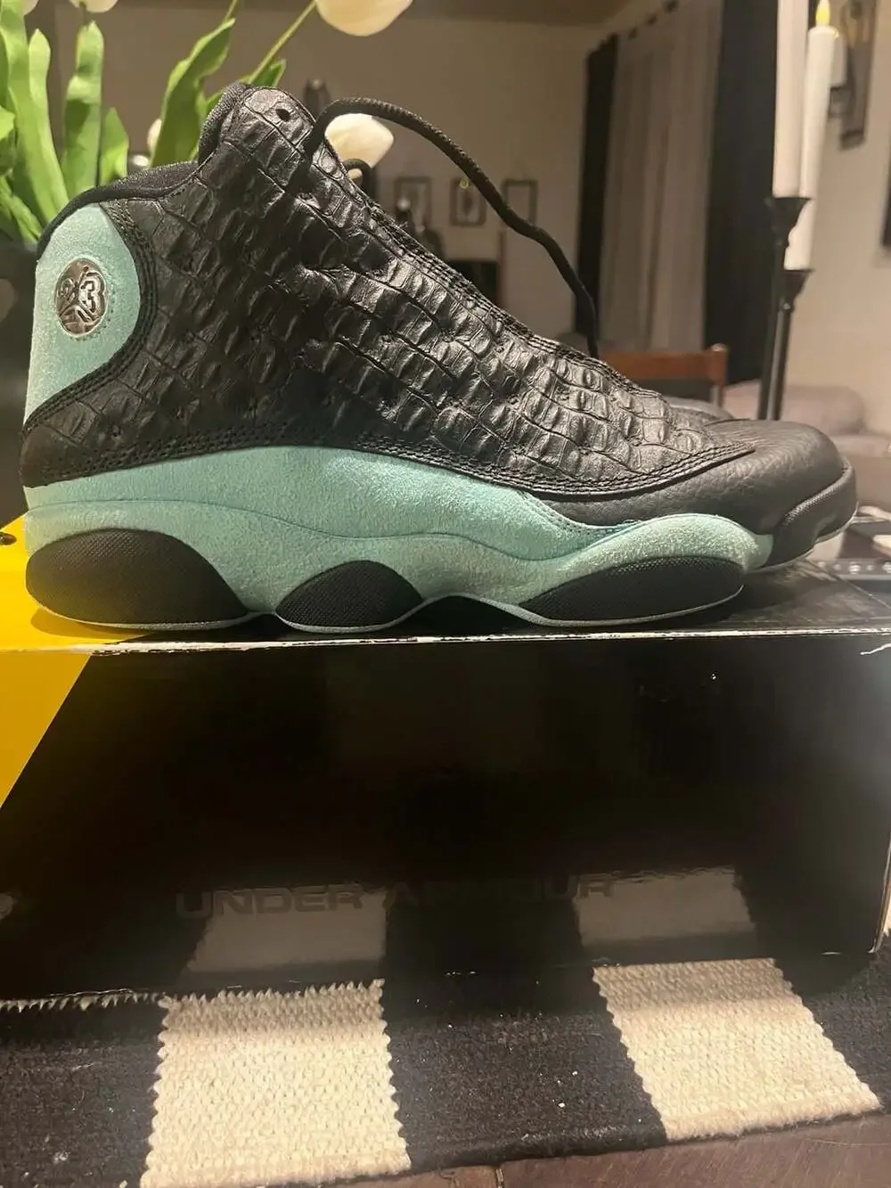Air Jordan 13 Retro 'Island Green' Black Metallic Silver Sneakers